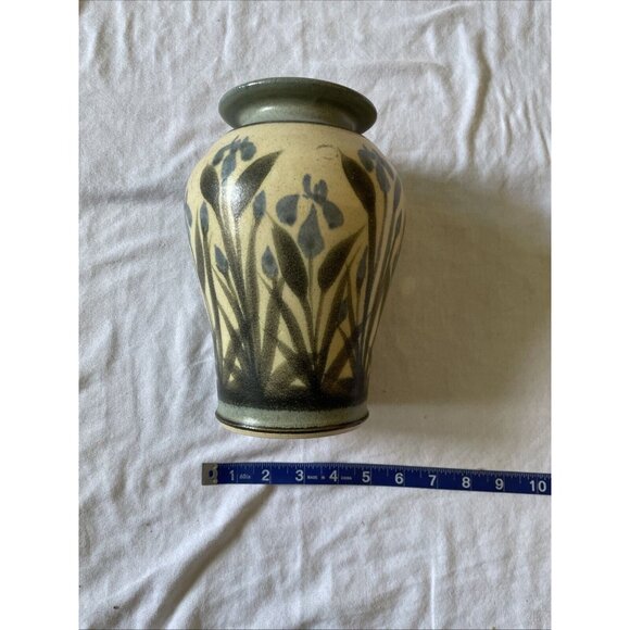 Kauff Pottery Vase With Floral Design Glossy Finish Beige Green Home Decor Colle - Picture 10 of 11
